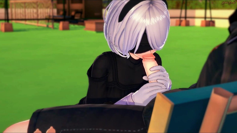Hentai Smash: Nier: Automata Hentai - 2B มีเซ็กส์กับ 9S โดนเย็ดบนรั้วโซ่
