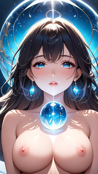Whispers of Magic - fille d’intelligence artificielle et orb rougeoyant