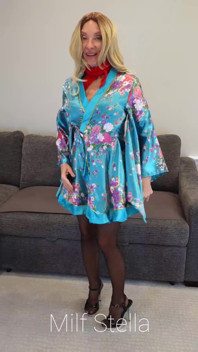 Blue Robe with Black Heels