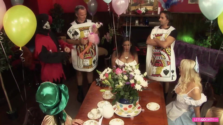 Onlyvids: Parody orgy on Alice in Wonderland with great big boobed...