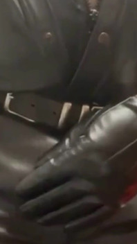 Leather Muscle Dad Smoking Solo Cock Scene