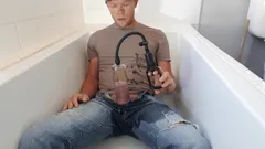 Pissing in a penis pump