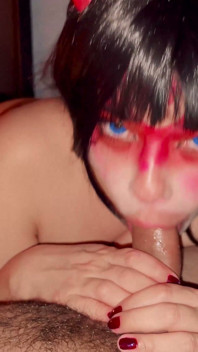 Halloween Demoness Swallows His Soul... and His Cum