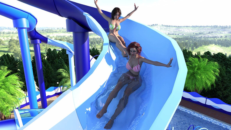 3D Cartoon Porn: Reunion 18 John, May &amp; Taman Air Basah Khole mengusik bertiga - Bikini...