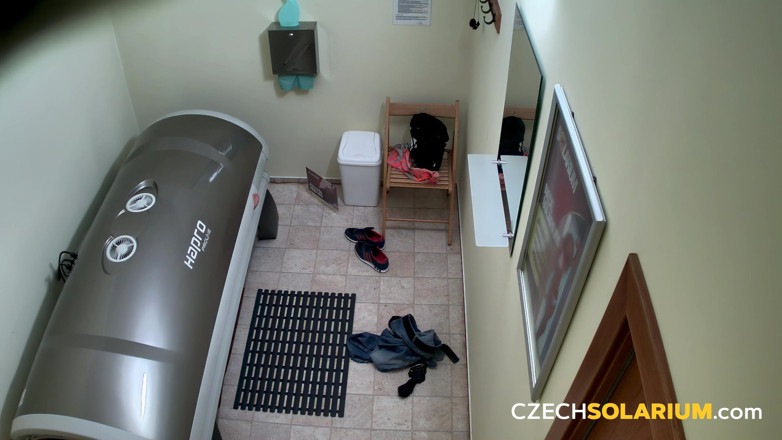 Czech Solarium: Czech Solarium 181: Ginger Young Woman Flashes Her Pussy in the...
