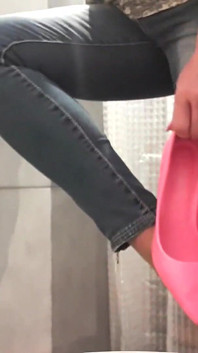 Desperate Pee in My Jeans and Pink High Heels