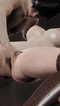 Tomoe Mikis Hentai-Abenteuer - Nahaufnahme muschi lecken auf dem Korridor, Doppeldildo-action in arsch und muschi, Muschi fingern Squ