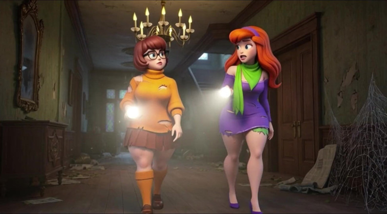 My night collection: Velma și Daphne devin complet goale în misterul conacului bântuit ca hainele...