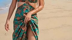Hot Hairy Amateur MILF Flashing Pussy and Butt Plug in Asshole on Public Beach
