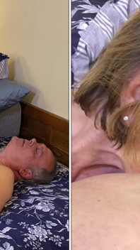 Babička Carmen's Den otce kouří ptáka, mrdka v ústech, kouření s pliváním