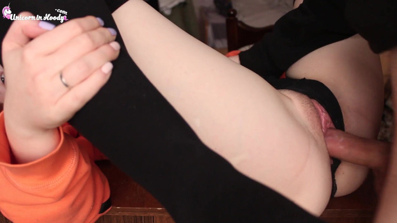 Unicorn In Hoodie: Sexy college girl in stockings rough sex teacher