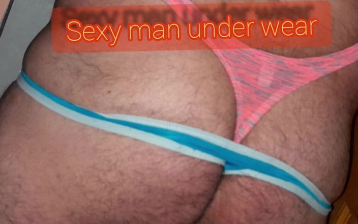 Sexy man underwear: Nice masturbation using blue thong