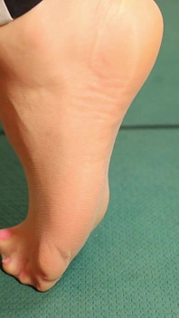 Sheer Nylon Feet in Classic Wooden Mules