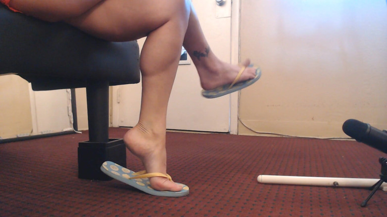 Abby Anna: ASMR lemon blue flip flops shoe play slap