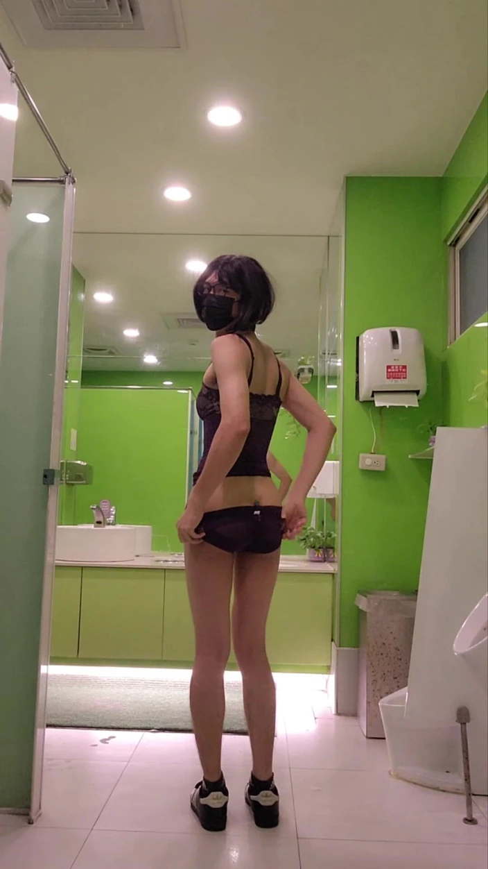NotAFuta: Exhibitionist Playing at Theater Hallway and Toilet
