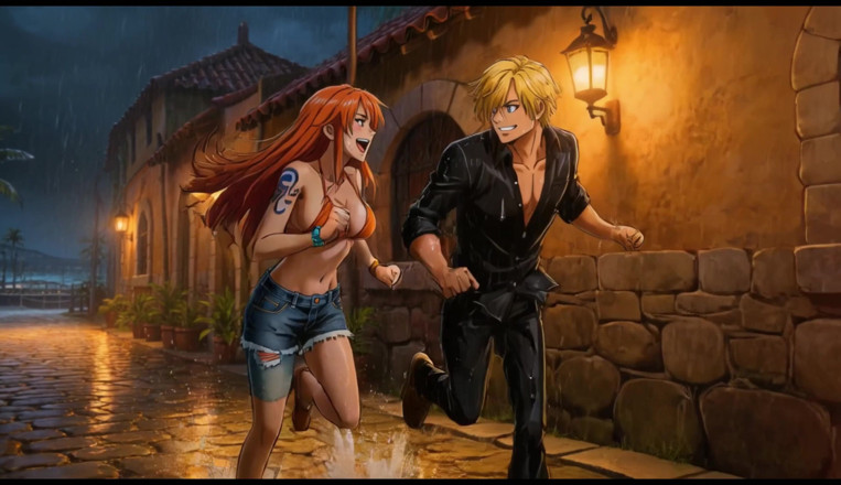 Sdanimacionescol: Намі жорстко відтрахана Луффі і Зоро - тріо на пляжі, один шматок хентай без цензури