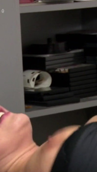 Sexy brunette deepthroats his cock in the office