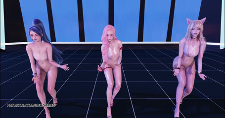 3D-Hentai Games: Кара - Step Ahri, Kaisa, Seraphine, сексуальна оголена танцювальна ліга легенд kda