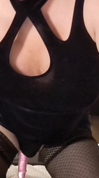 Crossdresser in Velvet Dress
