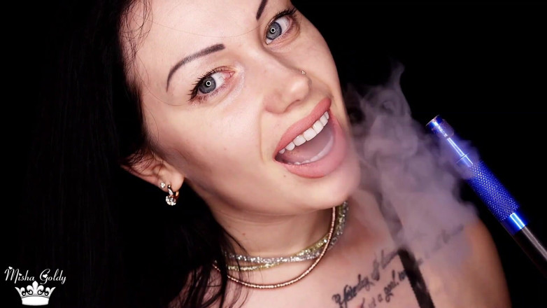 Goddess Misha Goldy: Smoking compilation &amp; lipstick &amp; lip fetish!