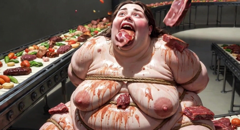 YOUR BEST FANTASY: Humiliated BBW Slave Tied and Stuffing Her Belly Deep