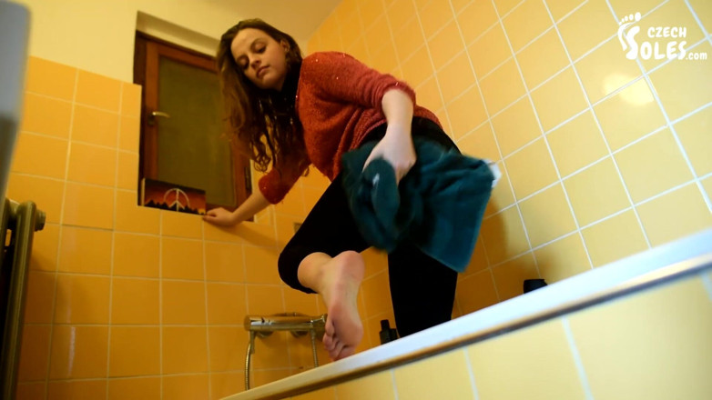 Czech Soles - foot fetish content: Young girl washing and brushing her bare feet