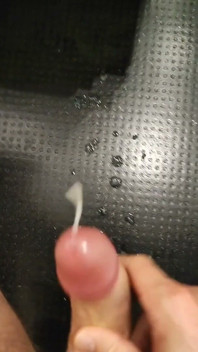Moaning as I Squirt My White, and Thick Cum All Over the Floor with My Thick, Shaved, Cock