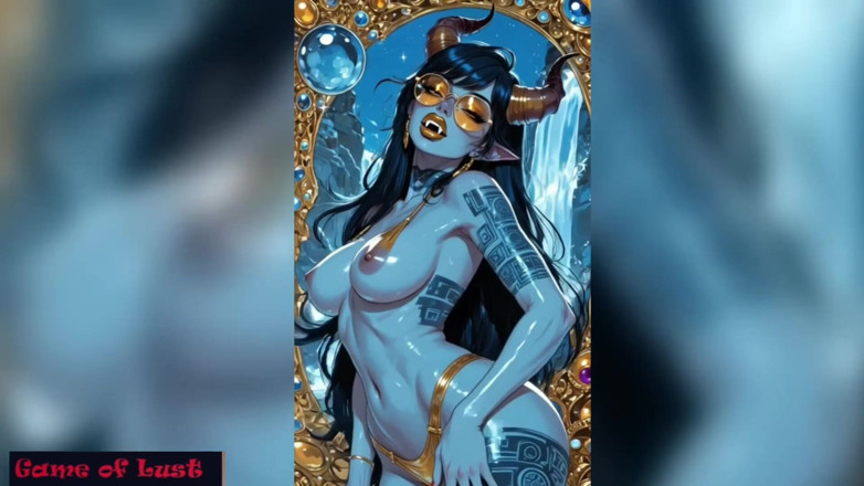 Game of Lust 3D: Gol, démon bleu exotique, dessin animé d’une danseuse