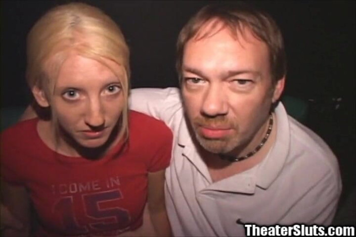 Theater Sluts: Skinny Minny Swallowing Tiny Tits Blonde Bitch Black Cock Gangbang...