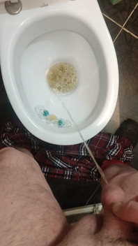 Uncut Cock Morning Pissing in Toilet