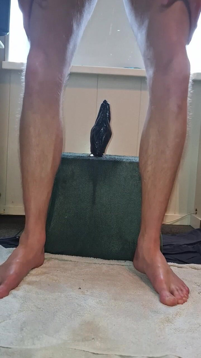 NoFace Twink X: Sisipan dubur melampau gay solo - dildo tiga kali ganda - Remote -...