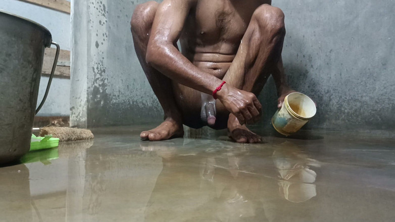 Ranjit Roy: Mature Man Shower in Bathroom Village Style