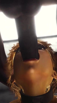 戴着很多胸部的戴着铐子的性感金发女郎在监狱里被一个巨大的黑鸡巴狠操