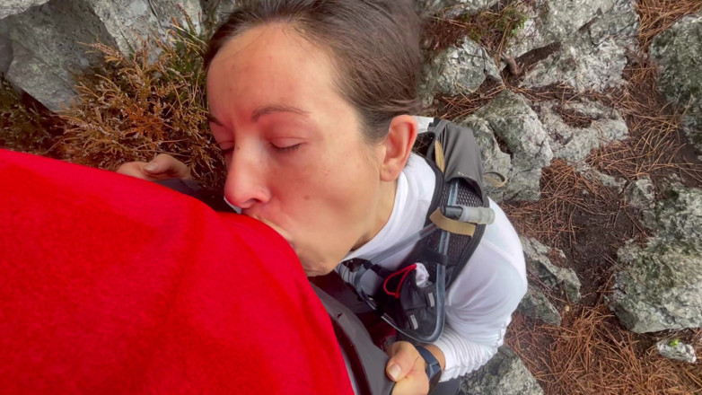Dazzlingfacegirl: Suck stranger cock in forest and swallowed her cum