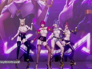 3D-Hentai Games: Black Pink - Hur du gillar det striptease, Ahri, Akali, Evelynn,...