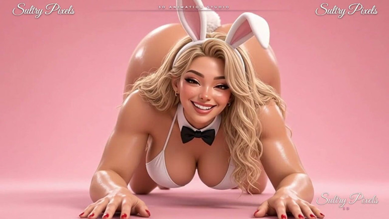 Sultry Pixels 3D: Giant Blonde Bunny Girl Shows You Her Huge Oiled Soles -...