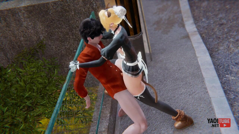 Yaoitube: Yaoi - сексуальную кошачью горничную, фембоя трахают на публике