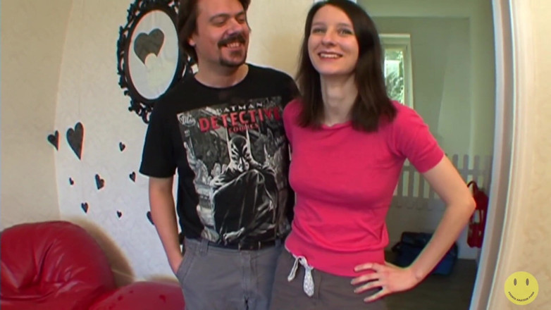 French Amateur Porn: 2 dudes for skinny pauline