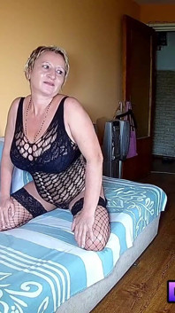 Huge Natural Breasts Granny in Black Lingerie