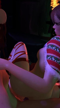 Chica elfo navideña sexy montando la polla de santa