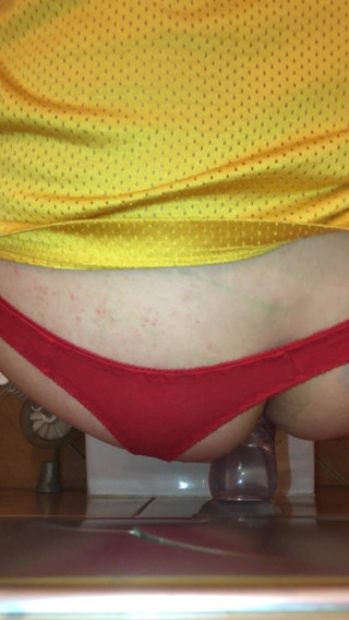 Sweethole: Dildo ride in bathroom