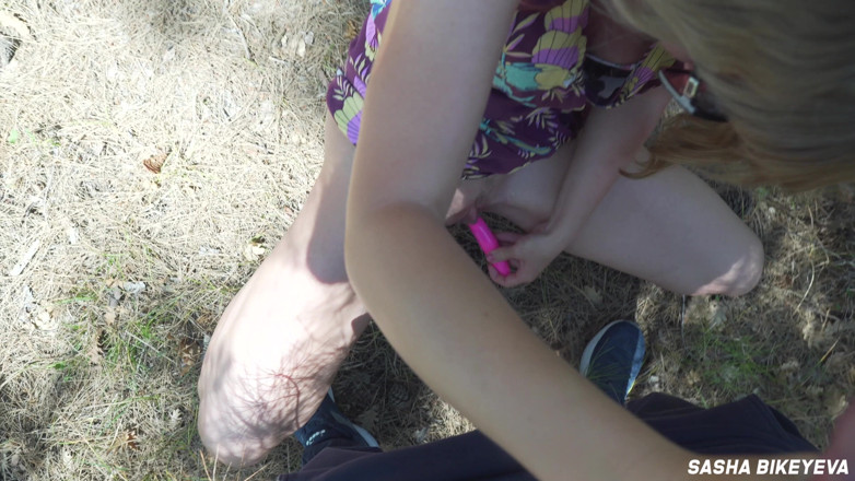 Sasha Bikeyeva: POV outdoor sex. He fucked me in the forest after...