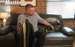 Stepdad Changes to Rubber and Jerks Uncut Cock and Cums