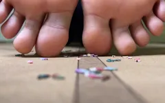 Giantess Smashing Little People on Yoga Mat