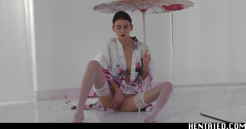 Hentaied: Real Life Hentai - Tattooed girl rides a huge dildo and...