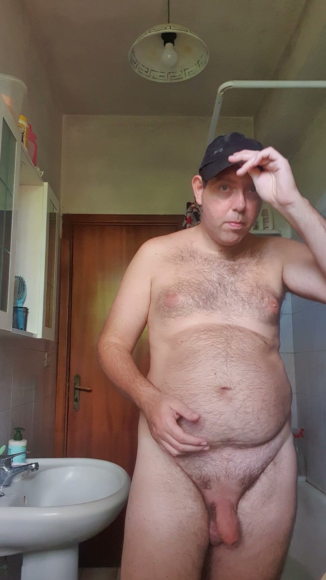 Nude in Bathroom with Hat