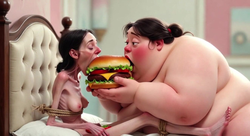 YOUR BEST FANTASY: Extremadamente flaca vs masiva sesión de alimentación de gordas