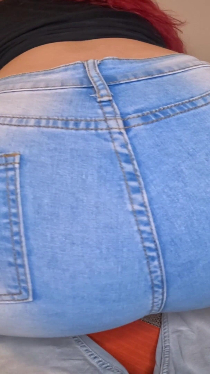 Your fantasy studio: Redhead Jeans Lap Farts POV - Rubbing on Your Dick