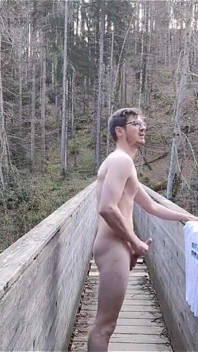 Horny French Twink Is Jerking off Outside on a Bridge