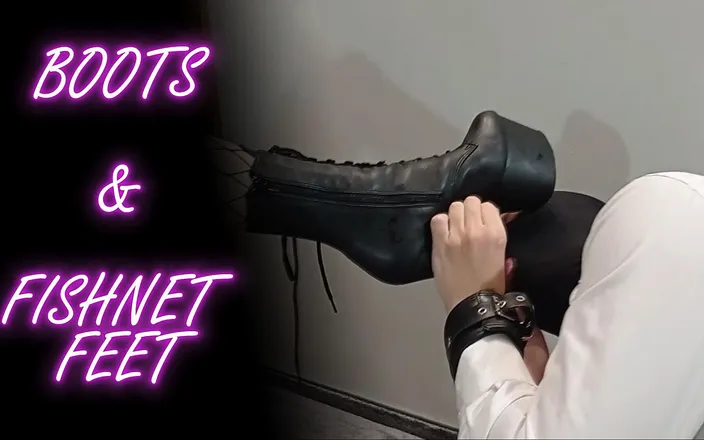 Lady_Angela: Lady Angela Wedding Role Play Fishnet Feet Ankle Boots Pedicured...